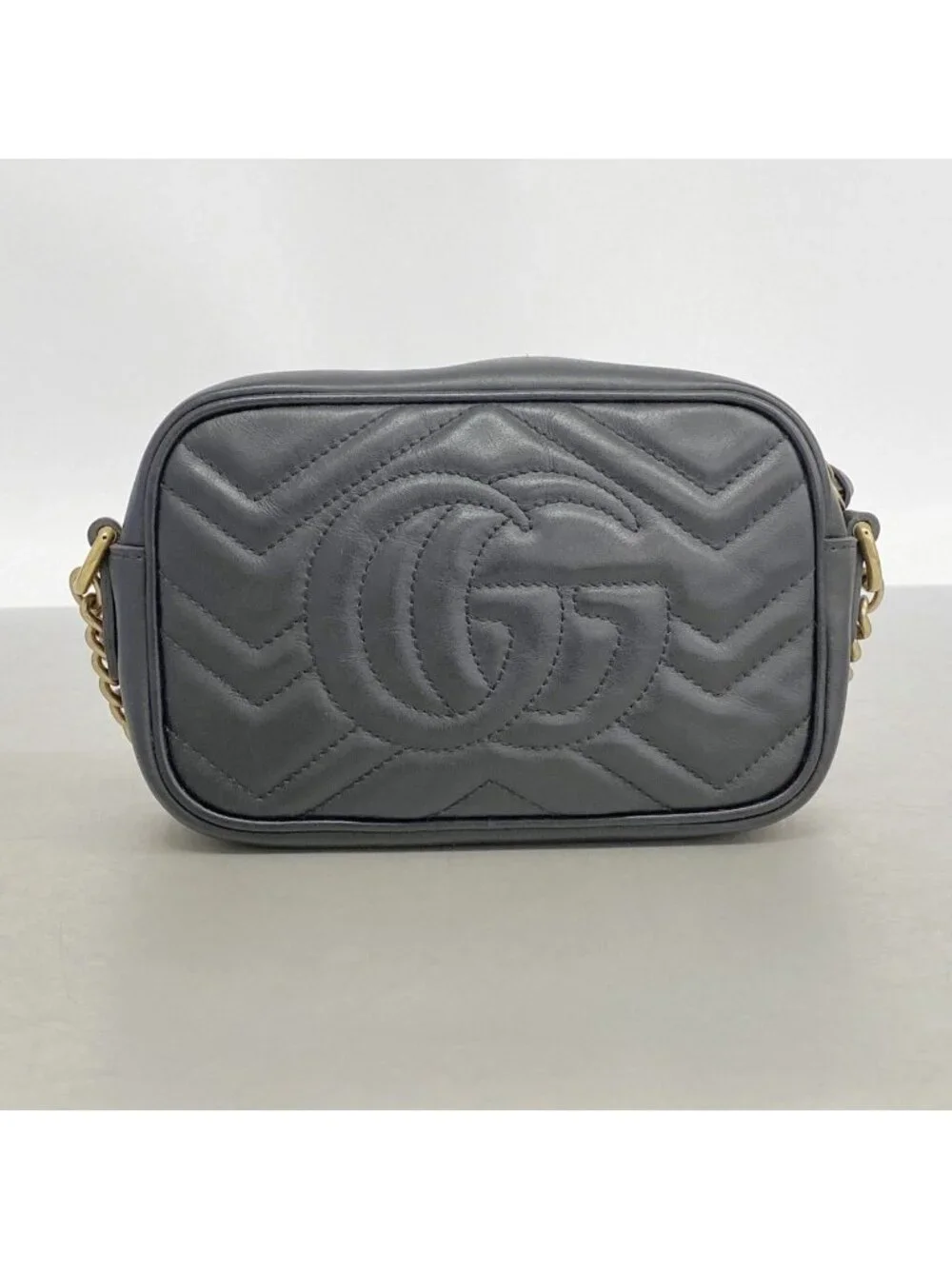Gucci Shoulder Bag GG Marmont Leather Black Gold